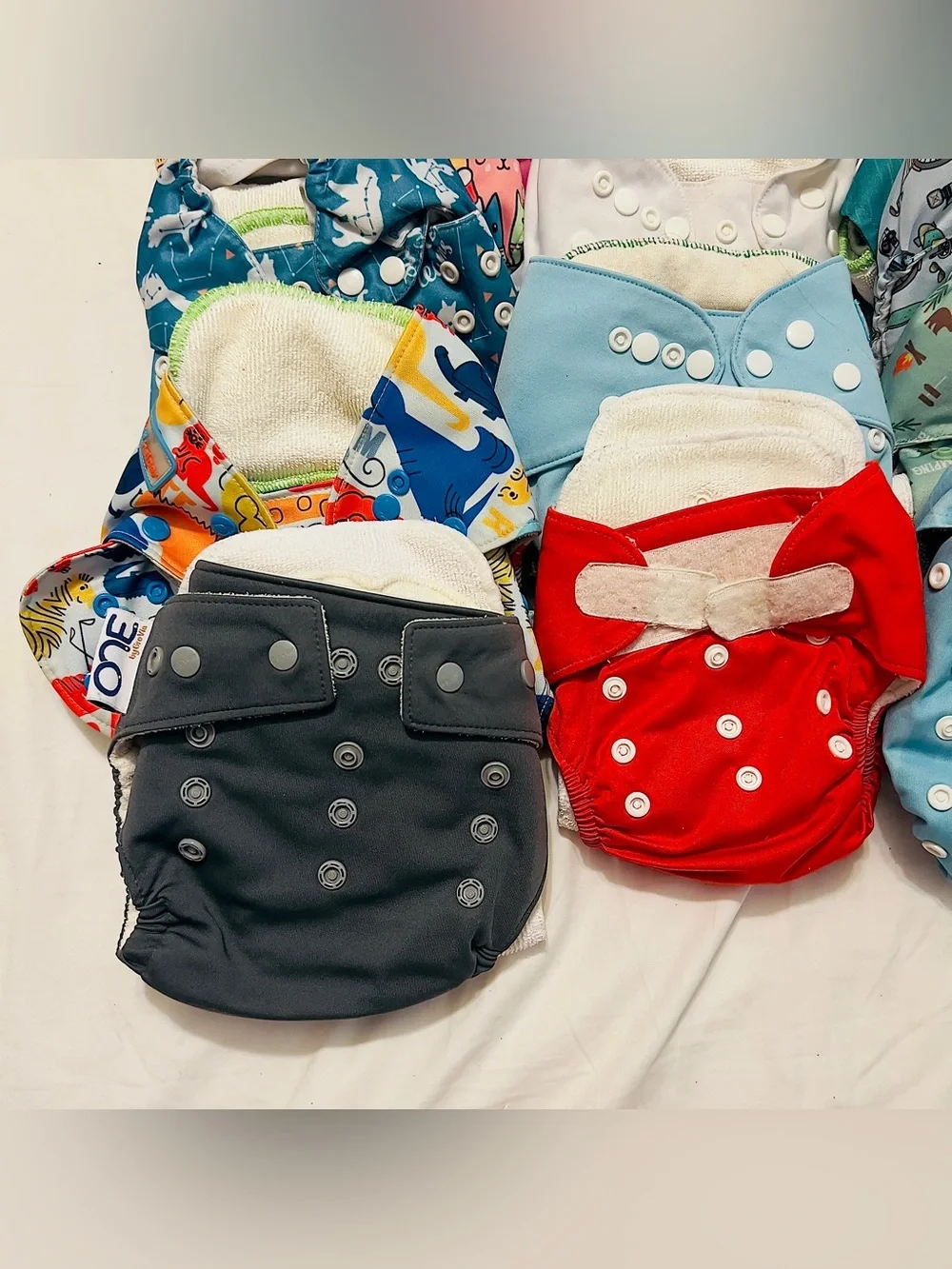 Mixed Brands Reusable Cloth Diapers Lot Covers Inserts Baby Multicolor Polyester